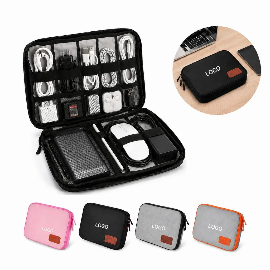 Multi-Compartment Digital Accessories Organizer Pouch with Added Functionality