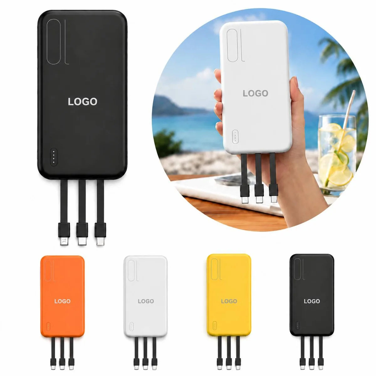 3-in-1 10000mAh Portable Charger Power Bank with Wireless