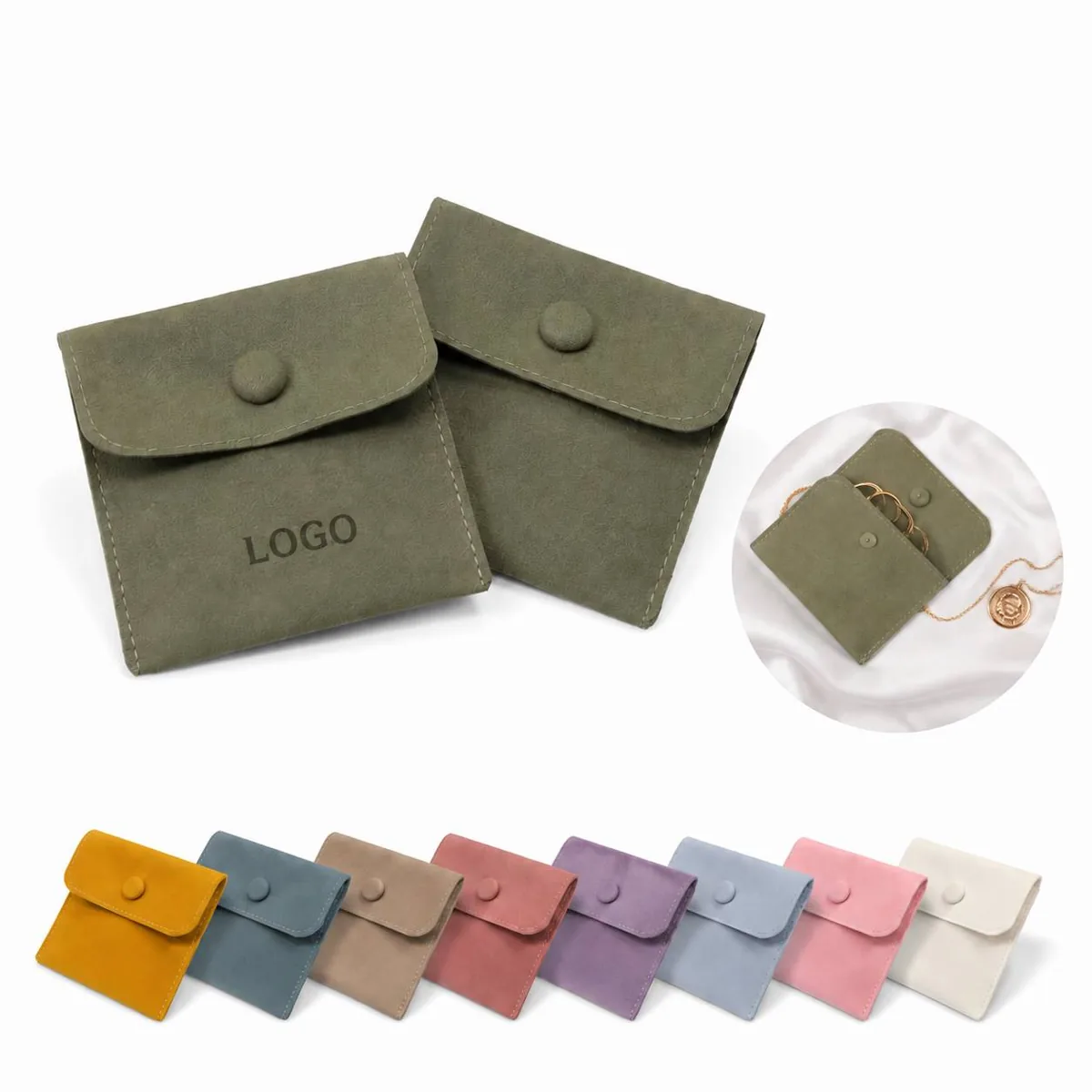 Microfiber Jewelry Pouch with Snap Button Gift Bag