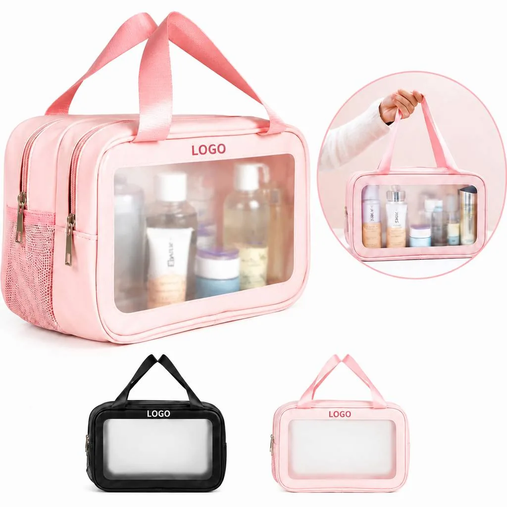 Clear PVC Cosmetic Bag with Adjustable Compartments for Everyday Use