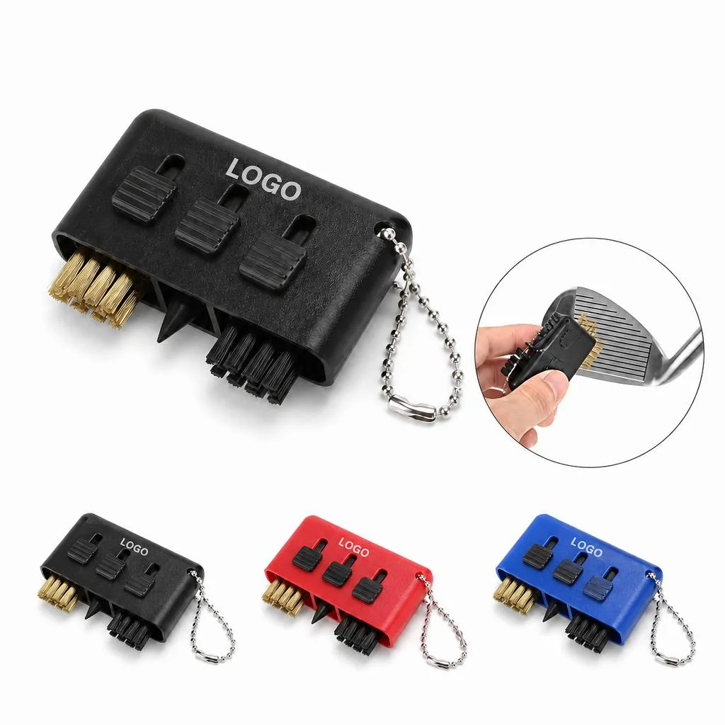 Retractable 3-in-1 Golf Club Brush with Keychain for Everyday Use