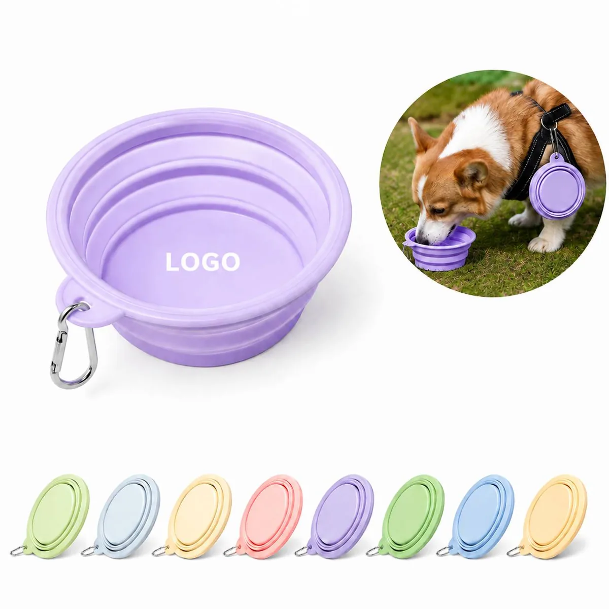 Foldable Silicone Pet Bowl for Travel, Portable Collapsible