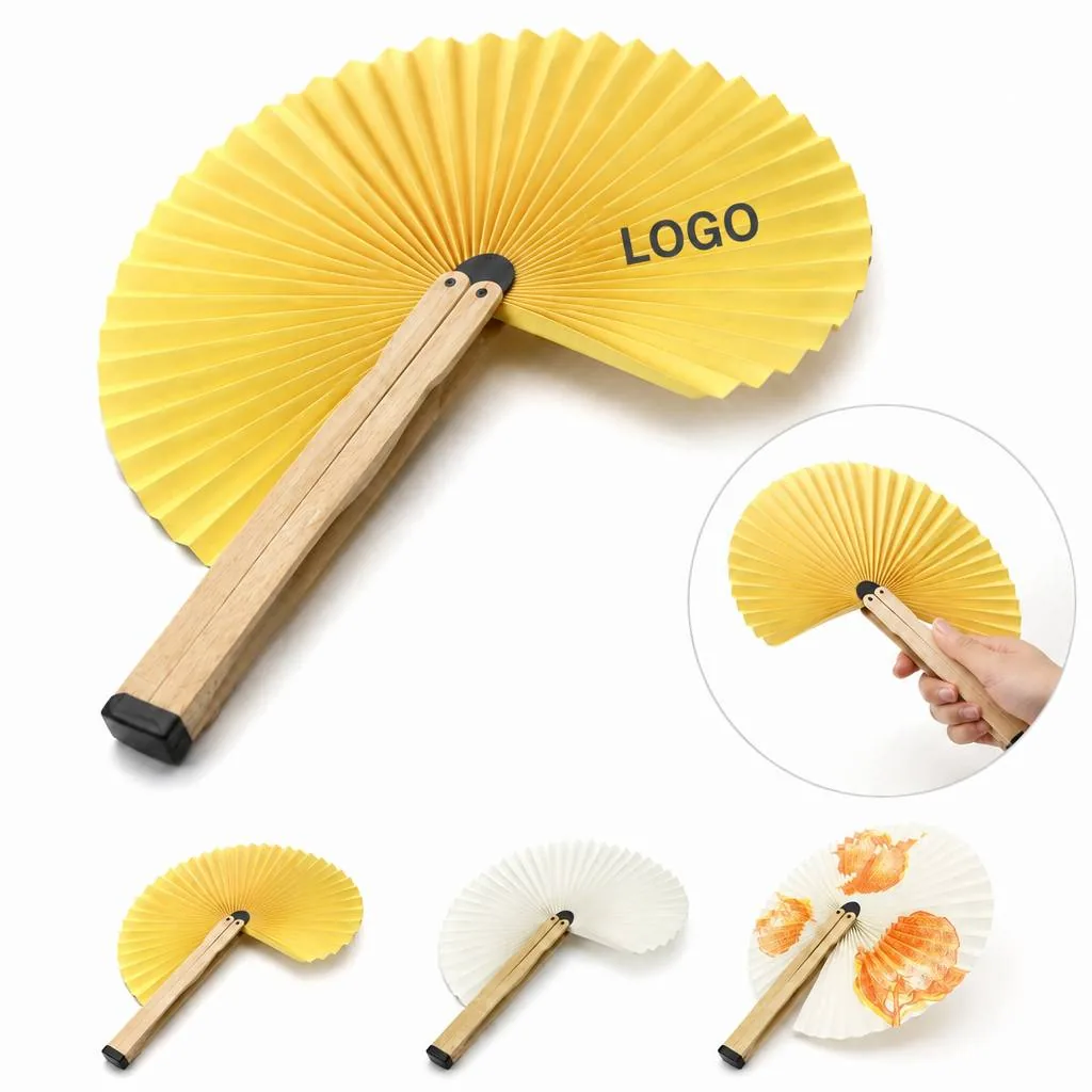 Blank DIY Folding Paper Fans for Handheld Cooling