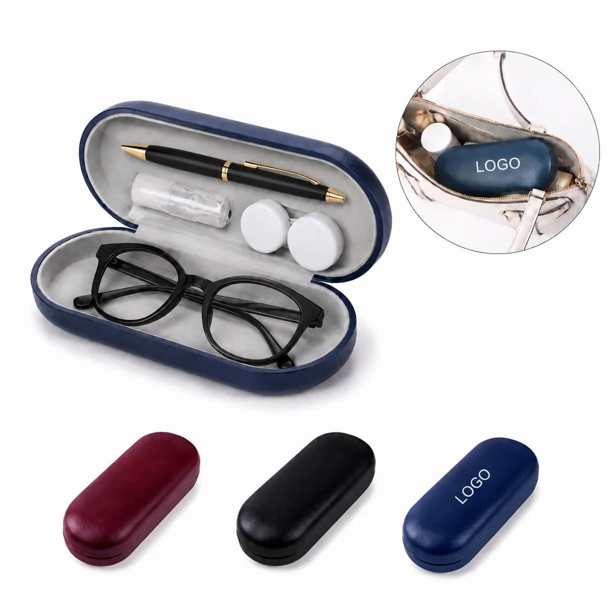 2-in-1 Leather Eyewear Case Kit for Contact Lenses & Glasses