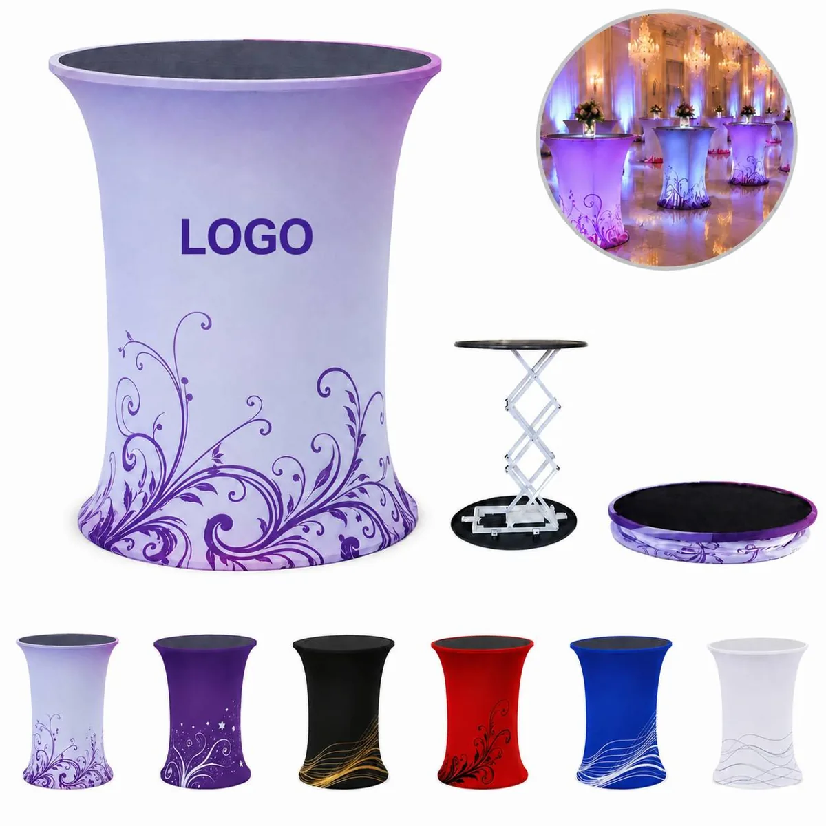 Oval Hydraulic Lift Folding Promotional Display Counter for Everyday Use