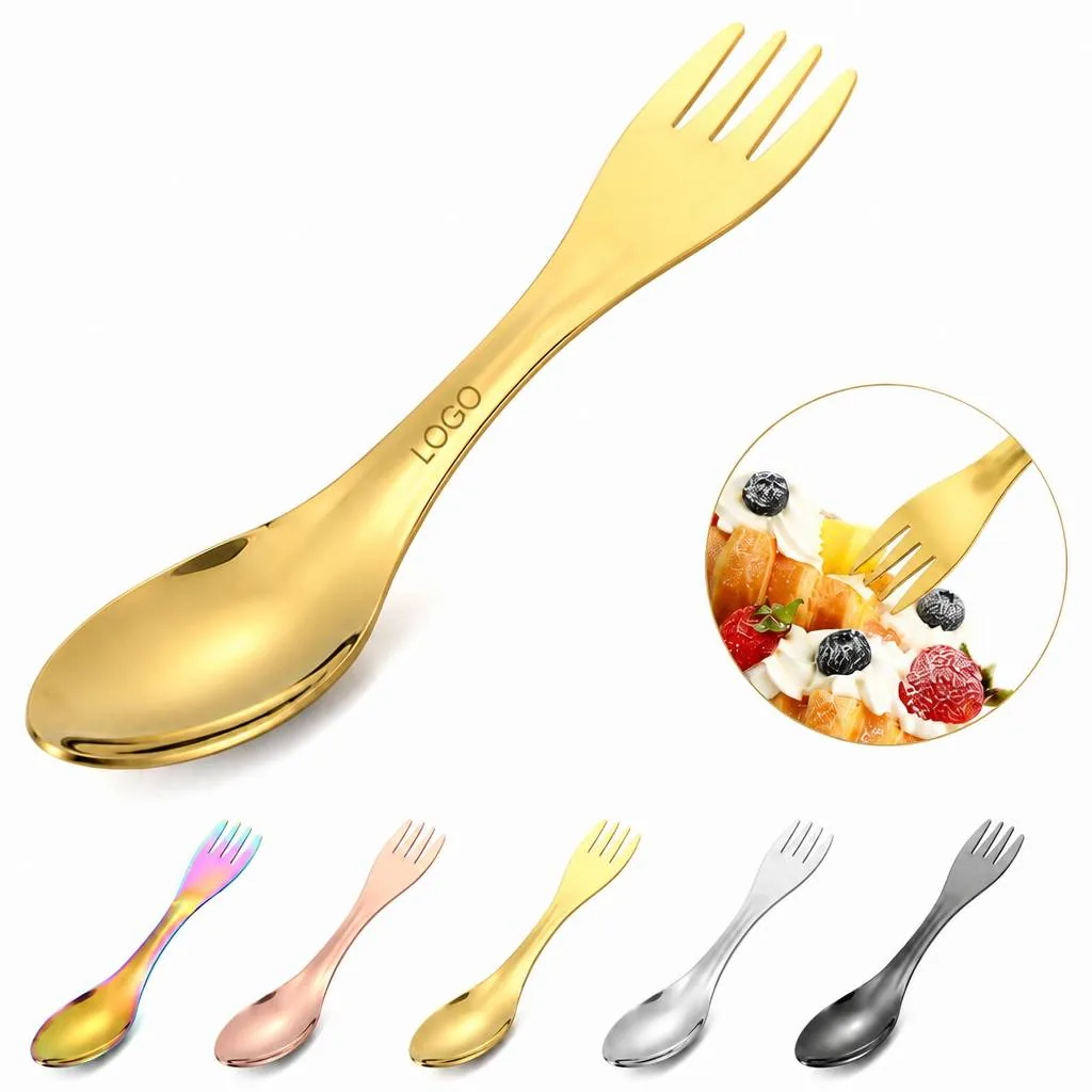 Stainless Steel Spork 2-in-1 Fork Spoon with Slotted Tines