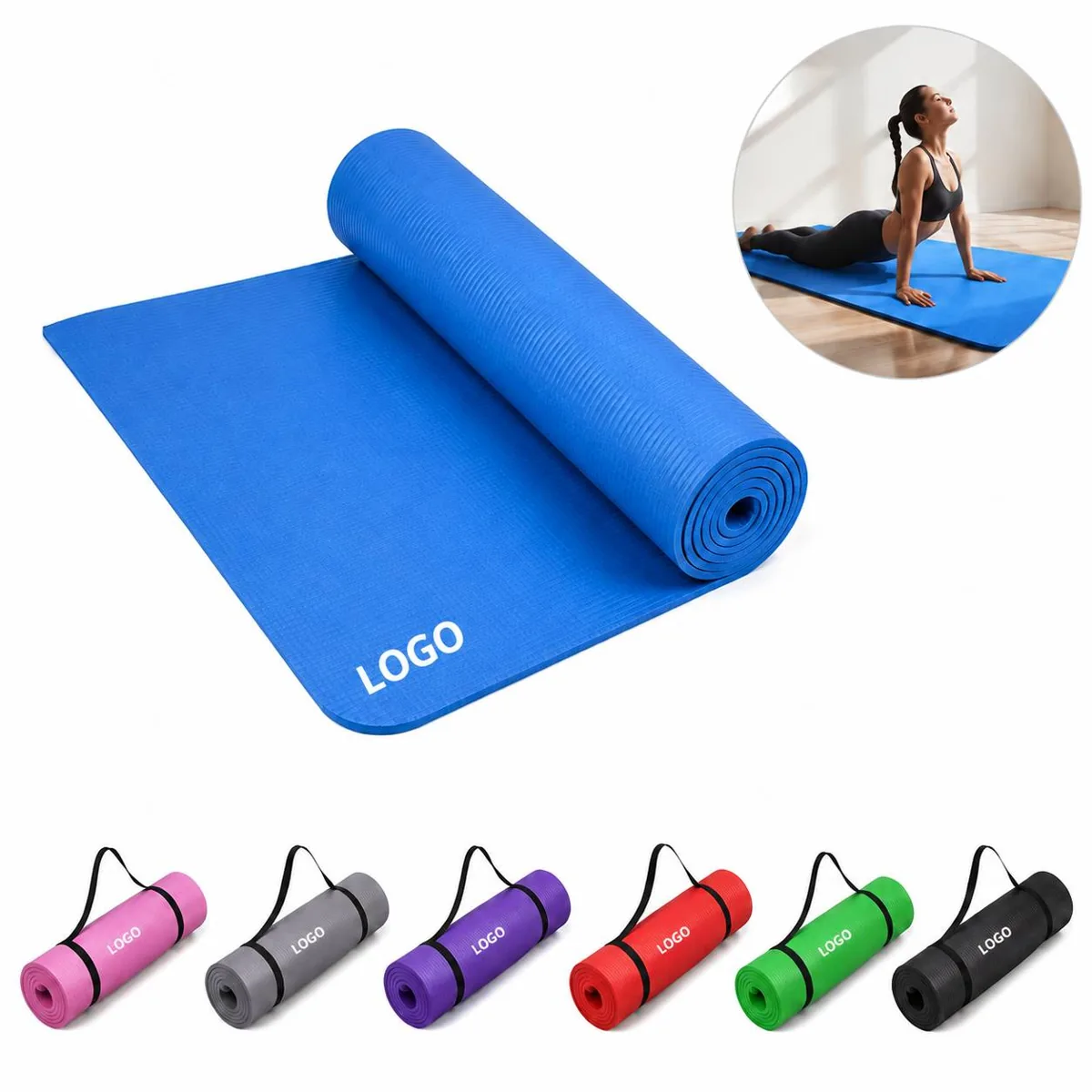 Yoga Mat with Non-Slip Texture and Carrying Strap
