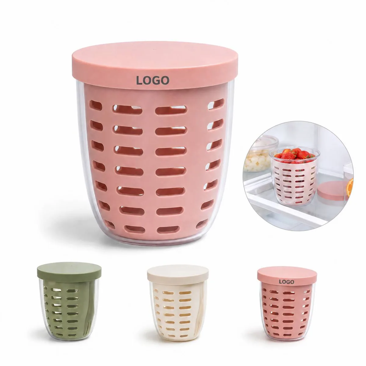 Portable Fruit Cup with Fork, Leakproof Snack Container