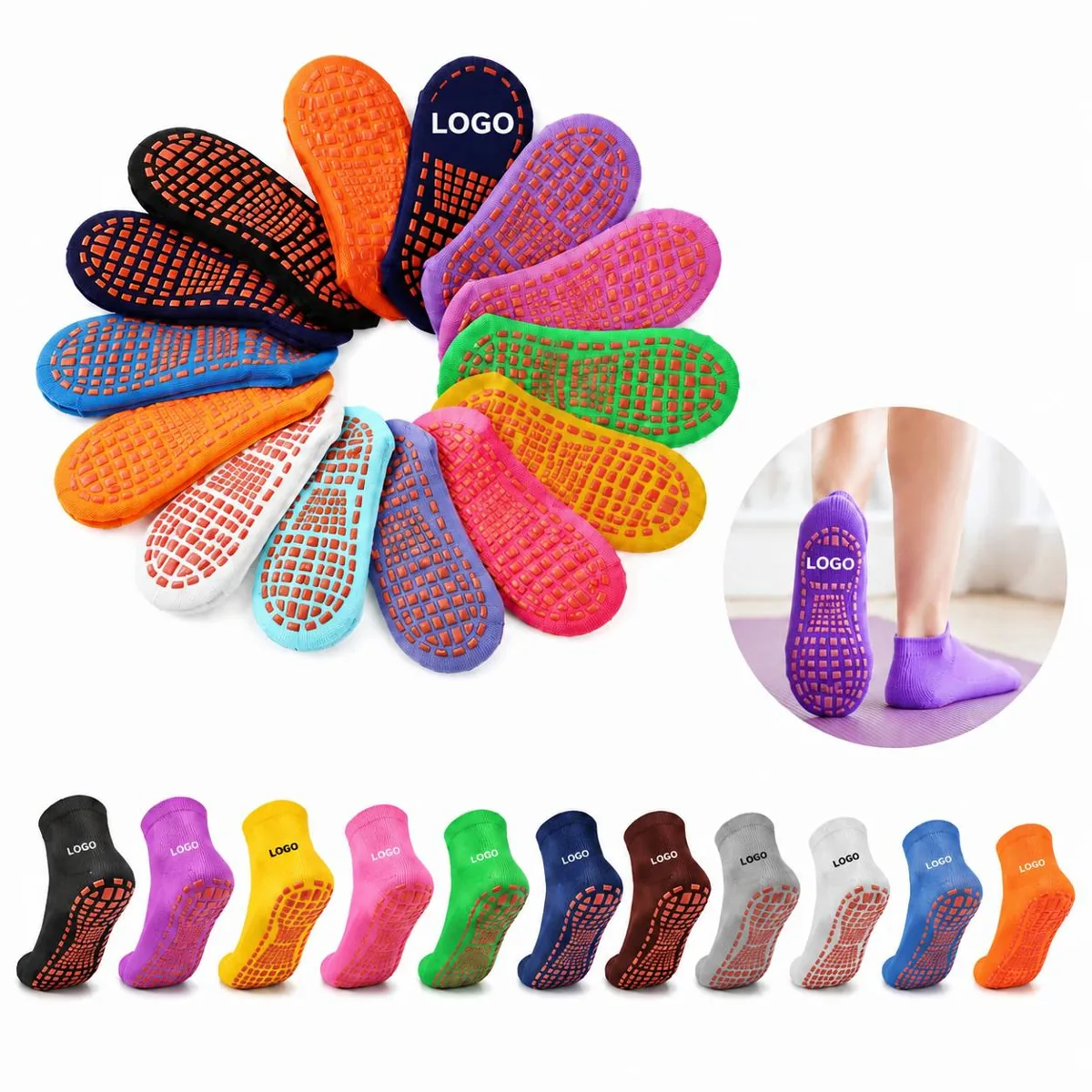 Non-Slip Yoga Socks with Grip Pads for Women and Men