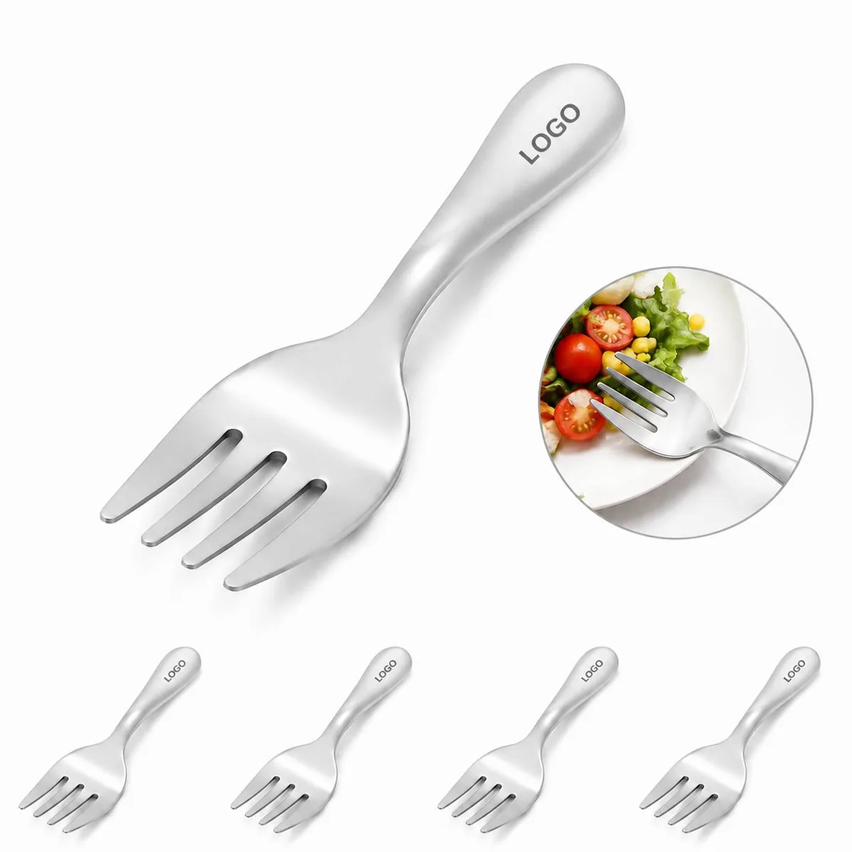 Polished Silver Short Fork, 4-Inch Compact Dining Tool