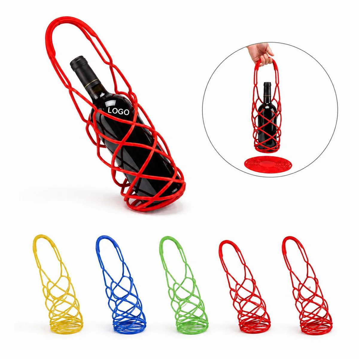 Flexible Silicone Wine Bottle Carrier and Coaster