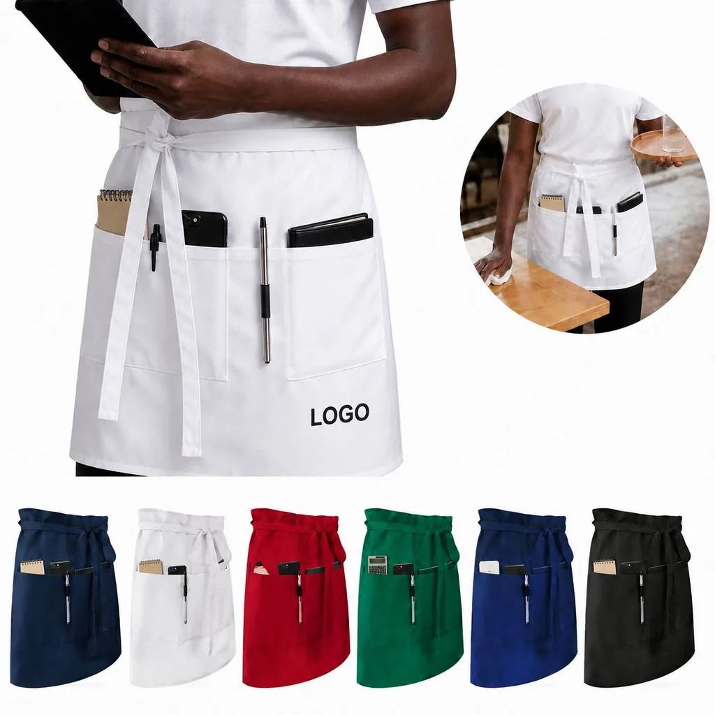 Waterproof Server Apron with 3 Pockets for Waitstaff