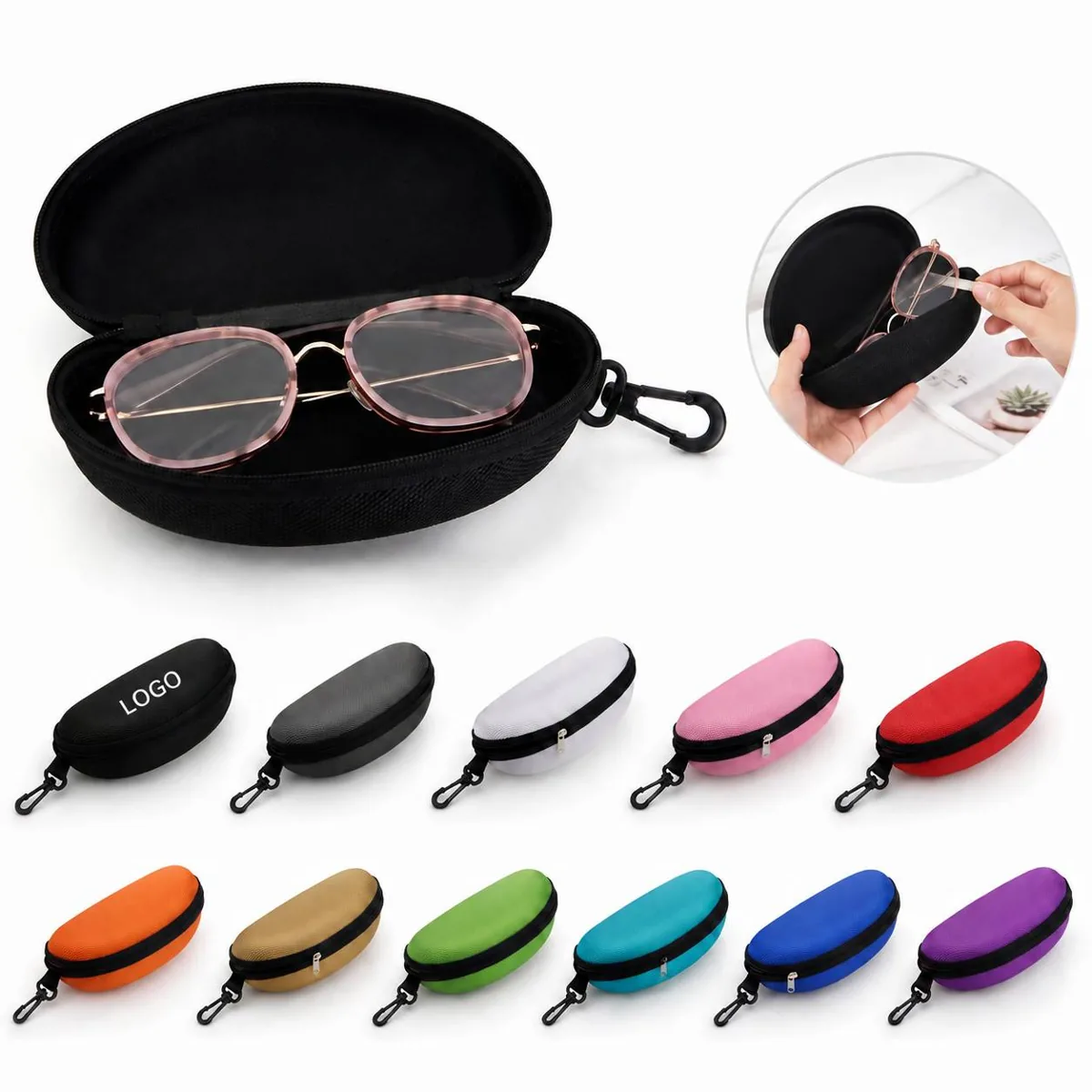 EVA Hard Sunglasses Case, Portable Zippered Protective