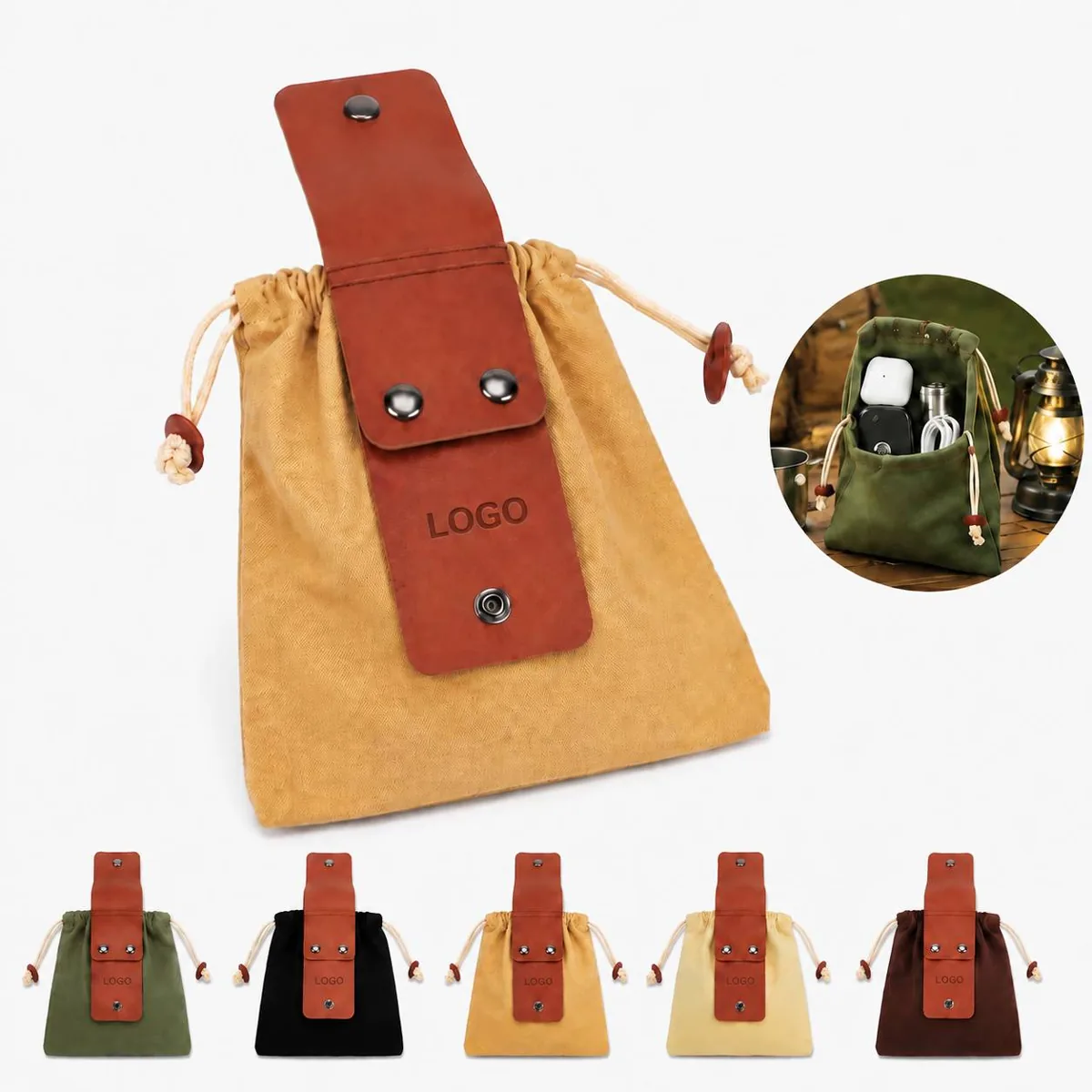 Foldable Canvas Waist Tool Bag with Adjustable Belt