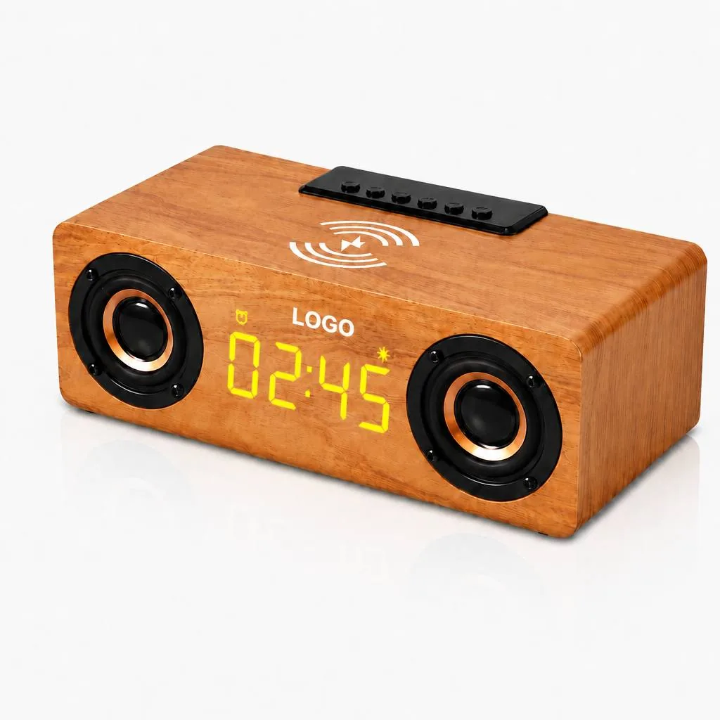 Multifunctional Wooden Wireless Charging Alarm Clock for Everyday Use