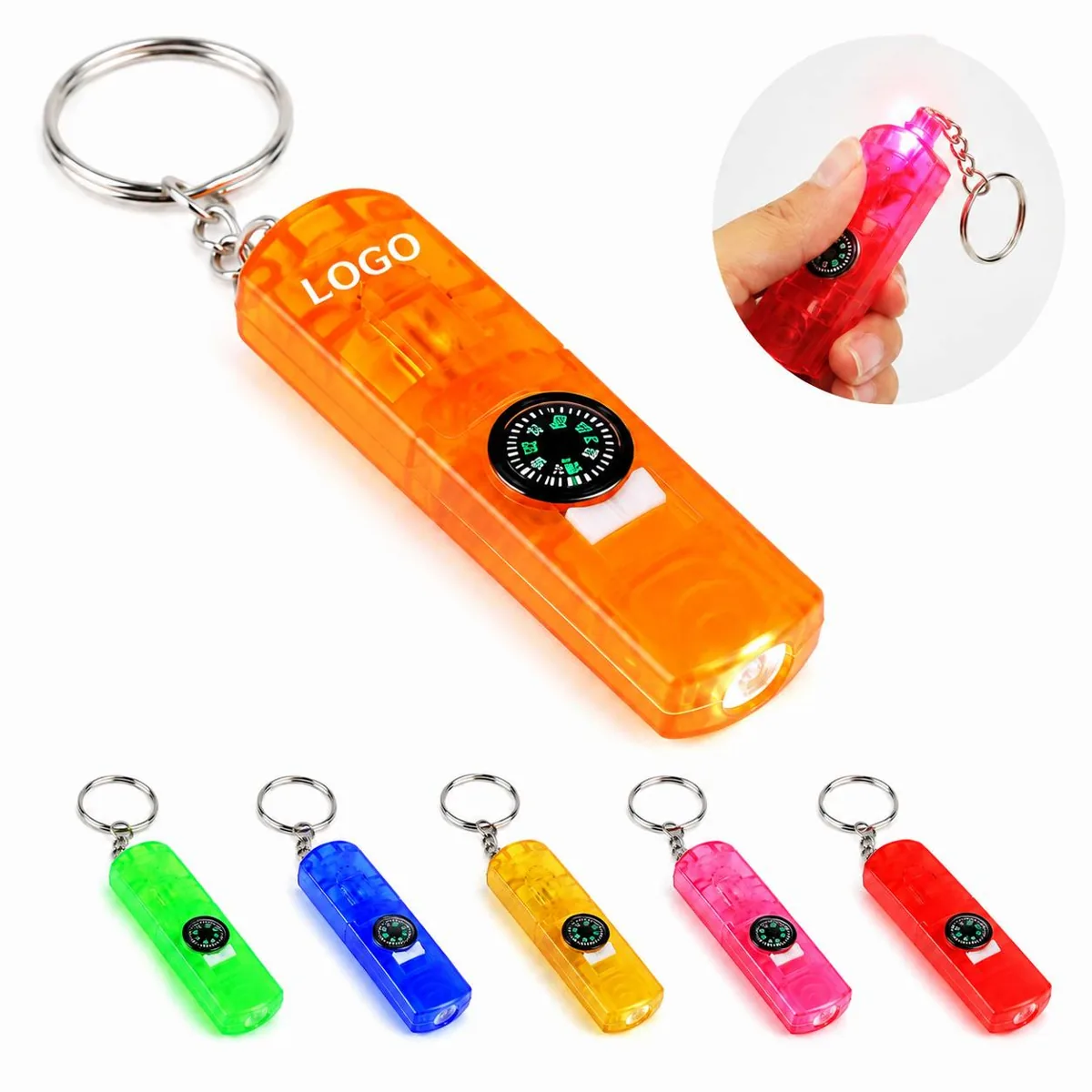 LED Whistle Keychain with Flashlight for Safety
