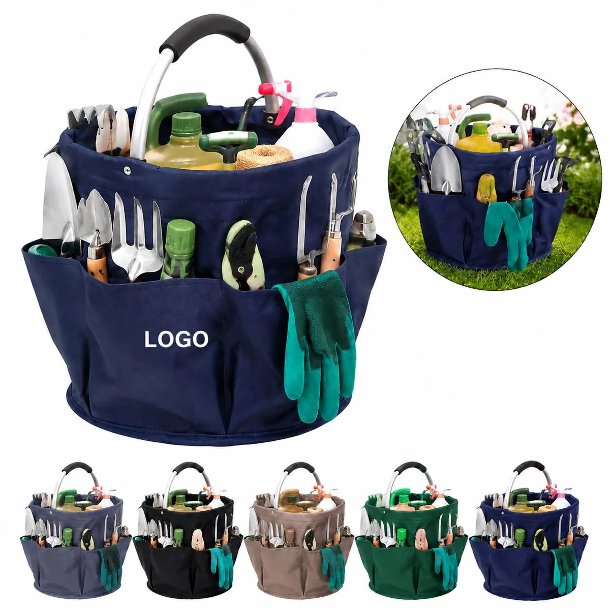 17L Foldable Storage Basket with Compartments for Tools and More