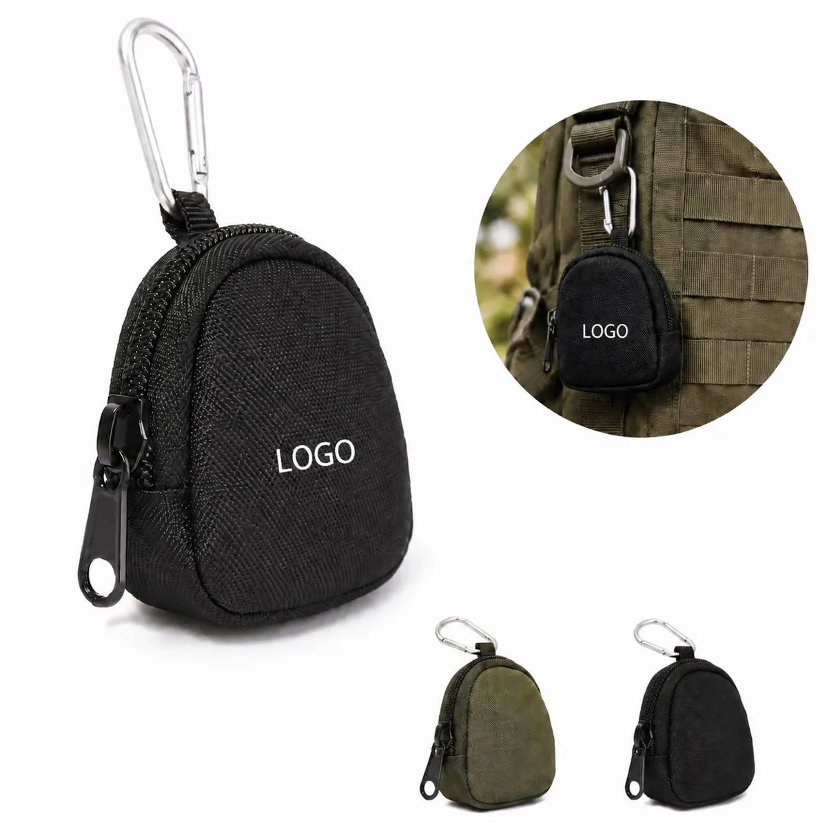 Durable Key Coin Pouch with Carabiner and Secure Zipper
