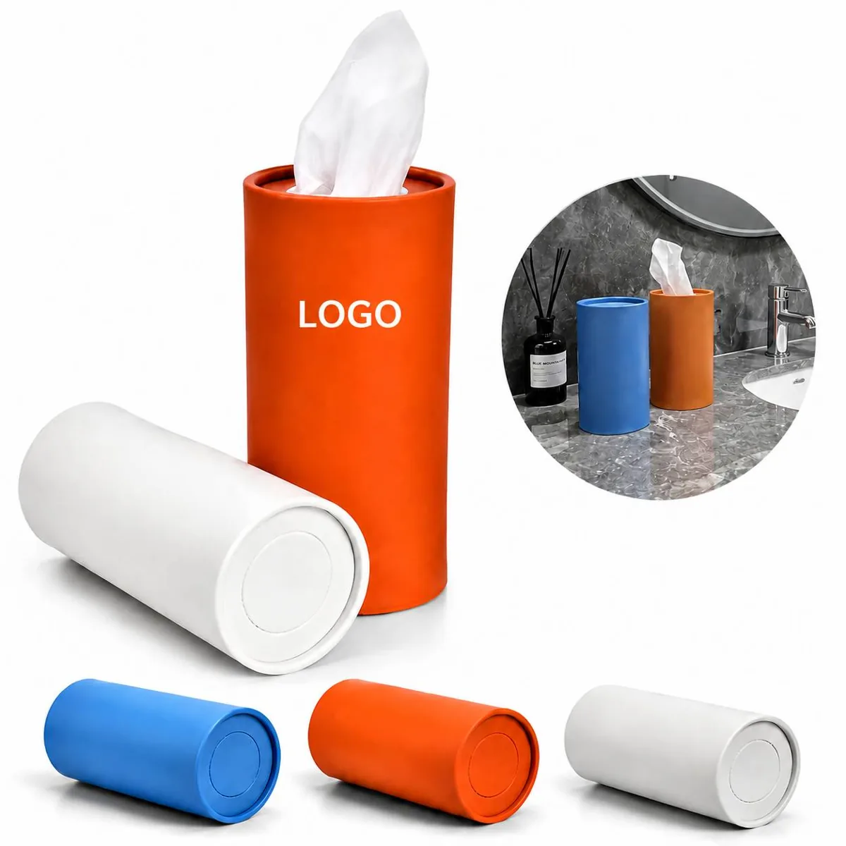 Car Cylinder Tissue Holder for Cup Holder, Compact Auto