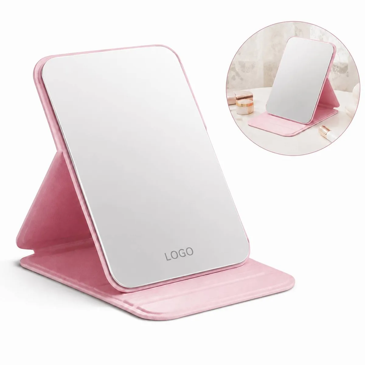 Compact Folding Travel Mirror with Adjustable Angle