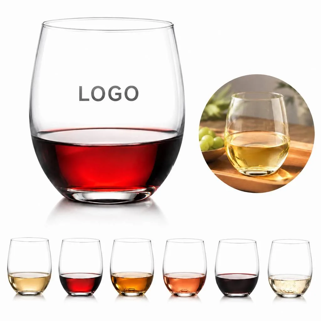 15 oz Crystal Stemless Tumbler, Seamless Wine Glass