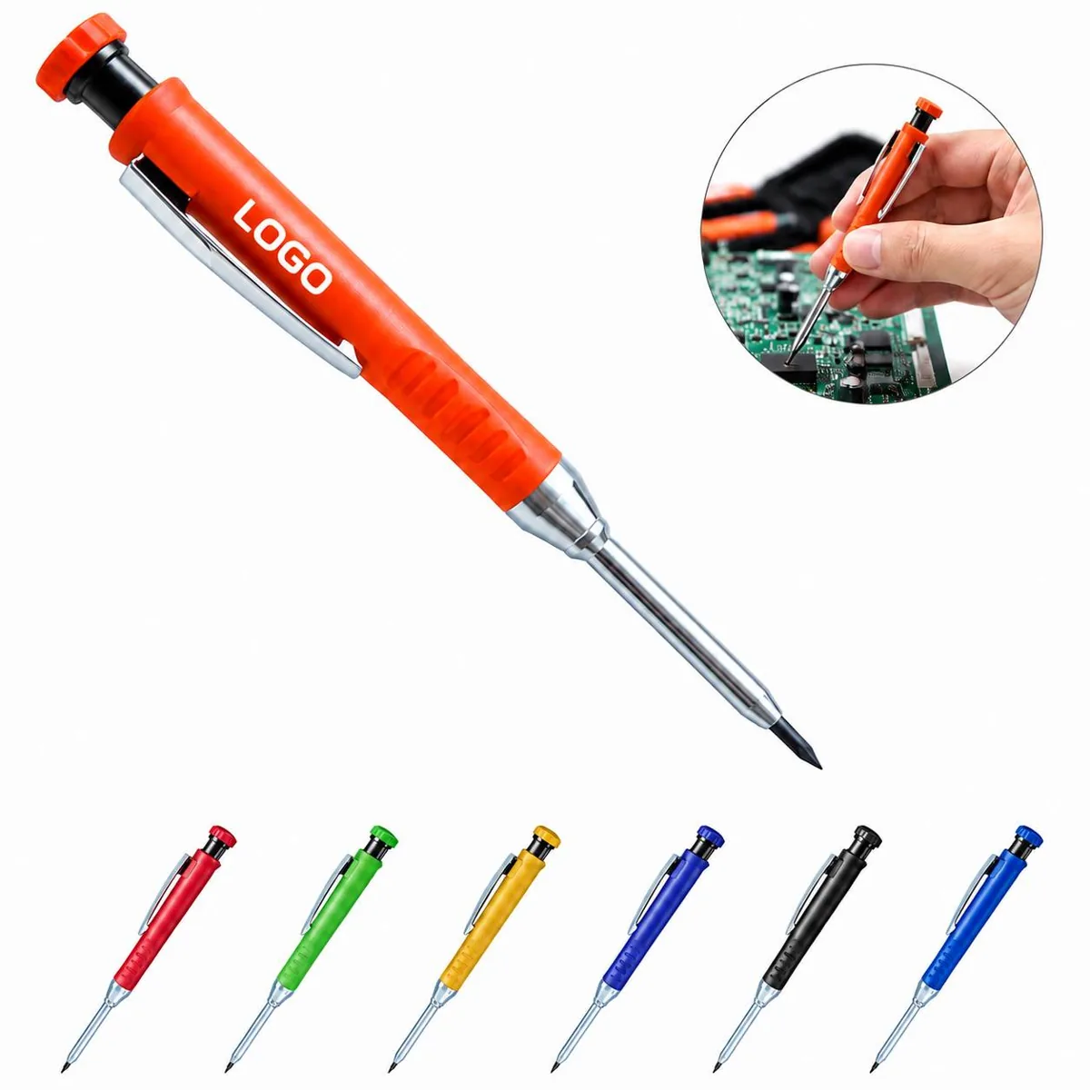 Mechanical Carpenter Pencil Set with 2mm Leads, Metal Body