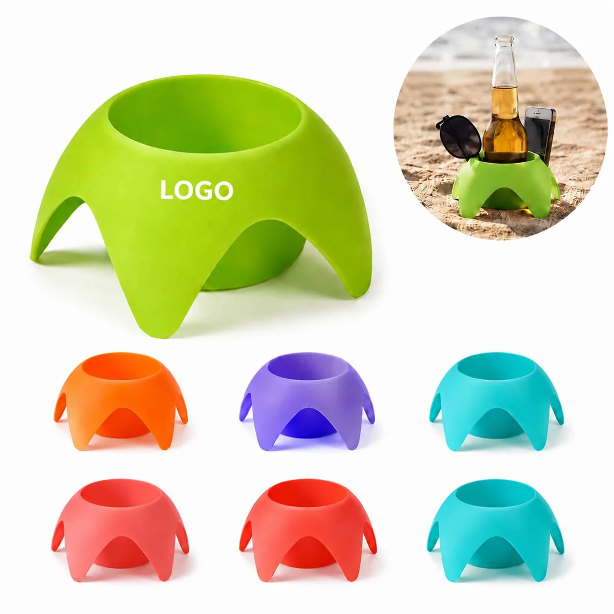 Multicolor Starfish Cup Holder with Spike Base for Beach