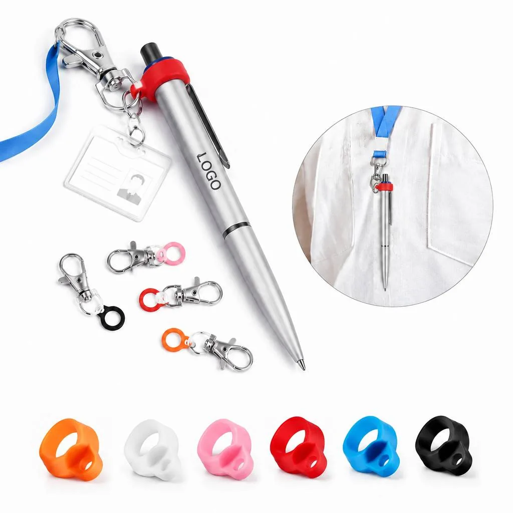 Rustproof Silicone Pen Clip Keychain with Alloy Clasp