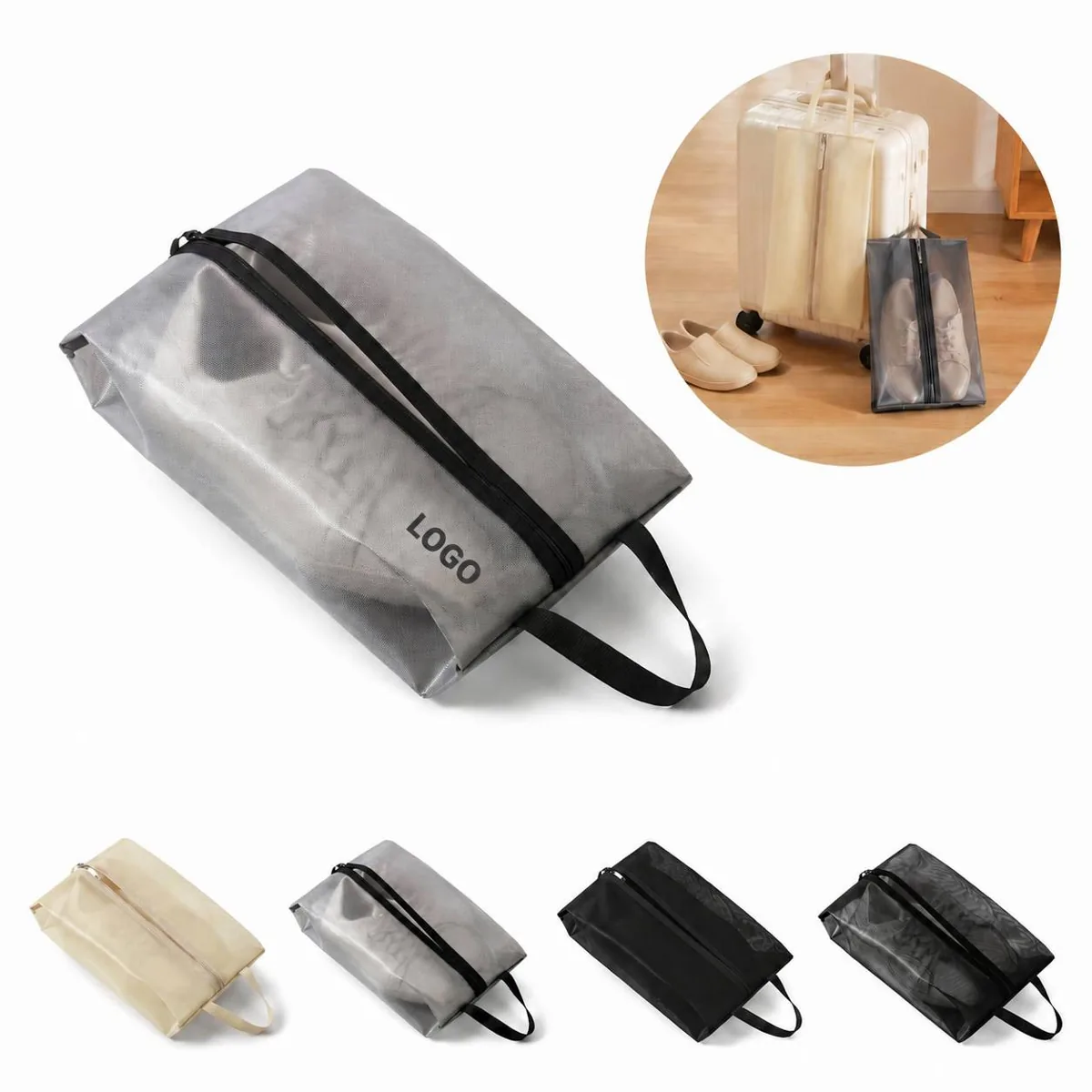 Visible Breathable Mesh Shoe Bag for Beach Gym Travel