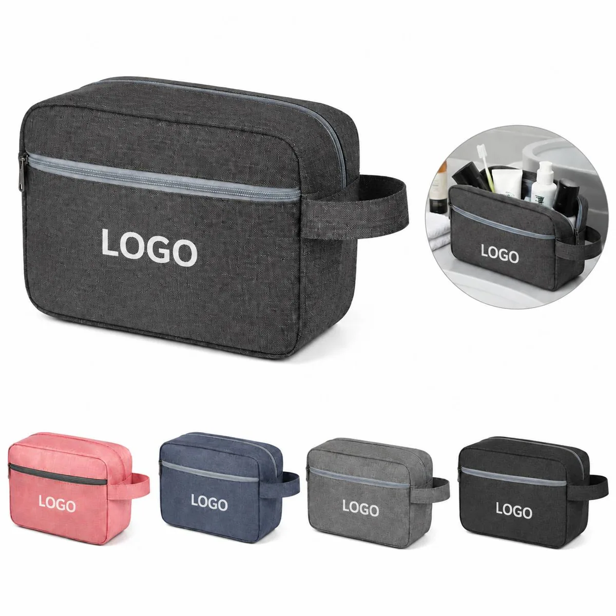 Compact Travel Toiletry Bag with Water-Resistant Organizer