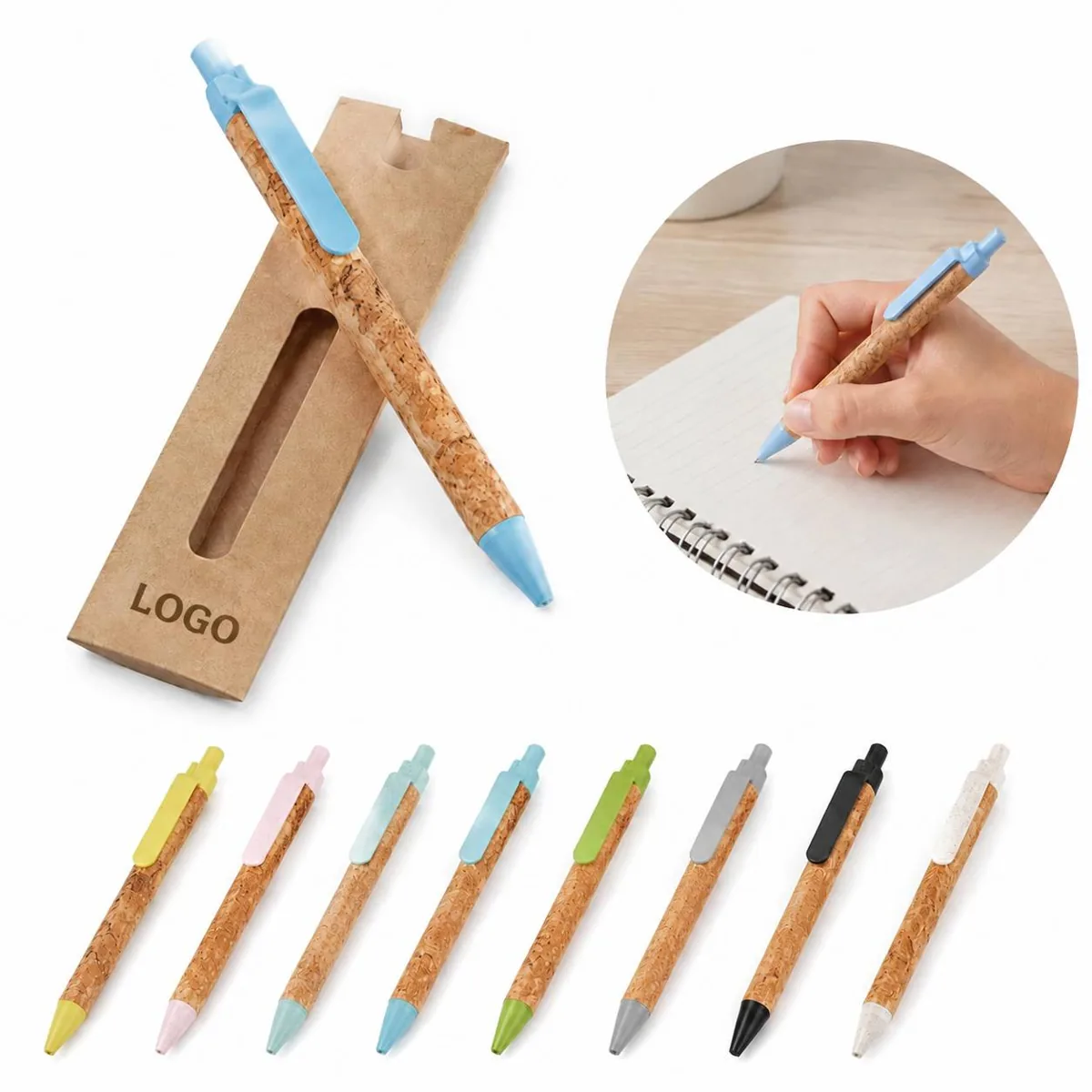 Eco Wheat Straw Pen with Kraft Sleeve, Biodegradable