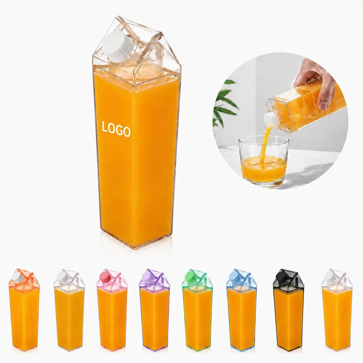 17oz Reusable Milk Carton Water Bottle with Leak-Proof Lid