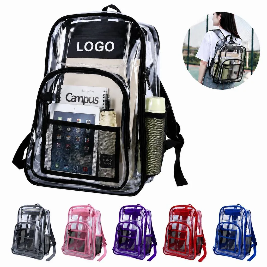Clear PVC Student Backpack with Laptop Compartment