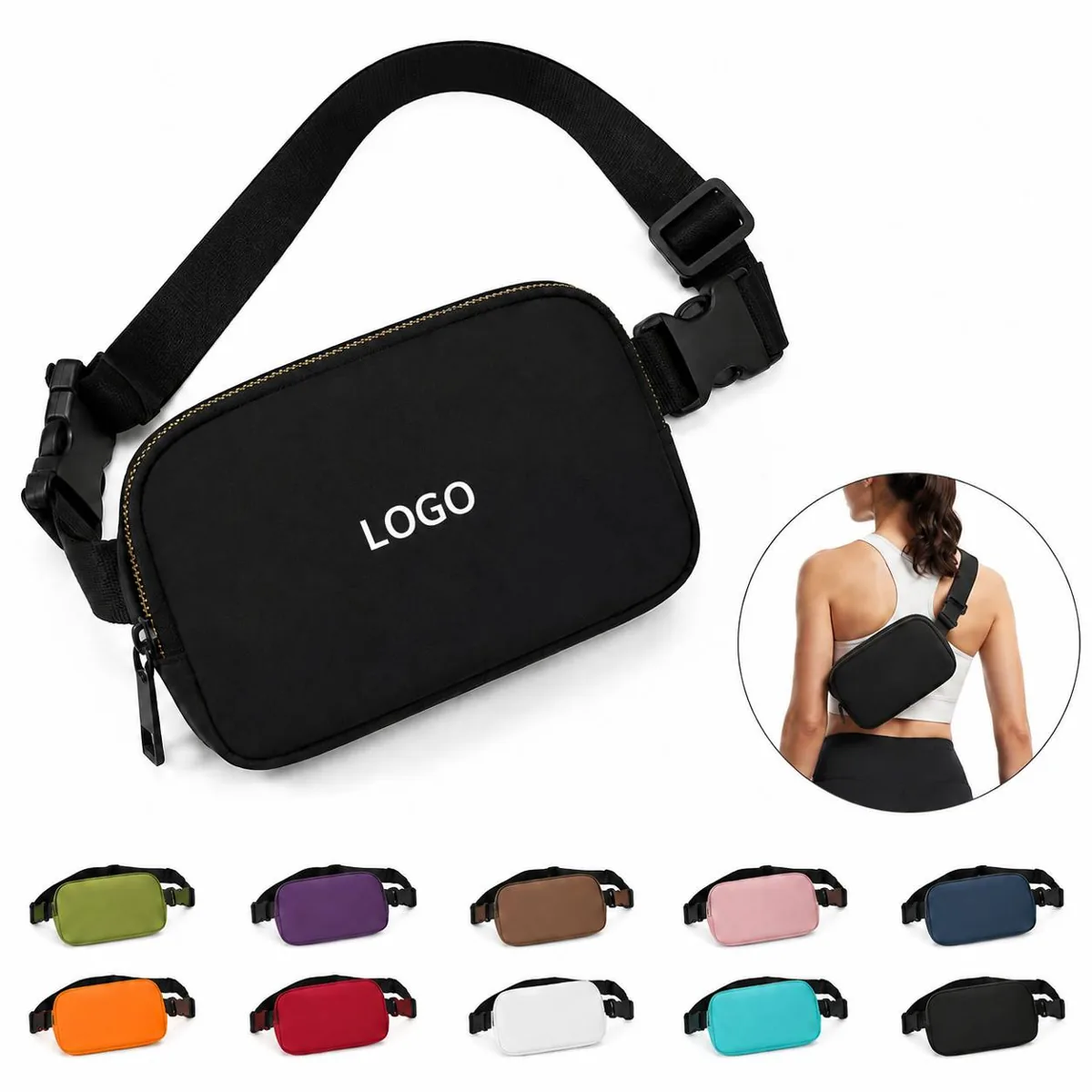 Waterproof Nylon Waist Pack with Adjustable Belt for Travel