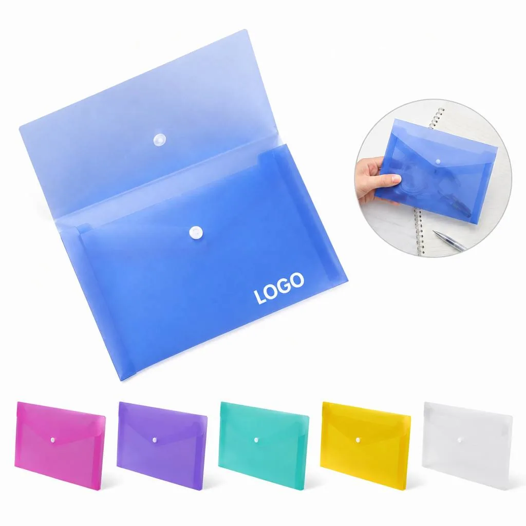 Clear Side-Loading Document Envelope with Snap Button