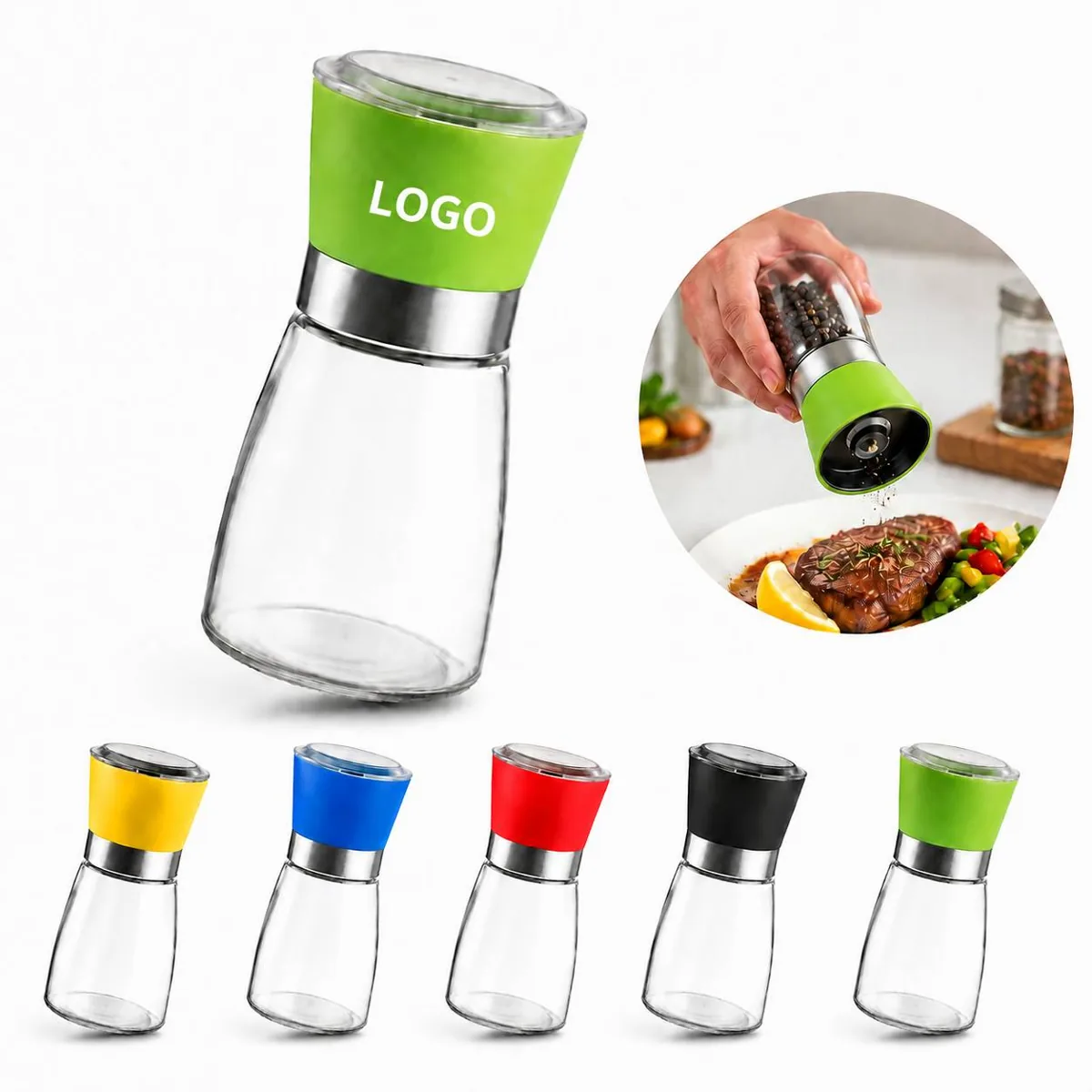 6 oz Stainless Steel Manual Spice Grinder with Adjustable