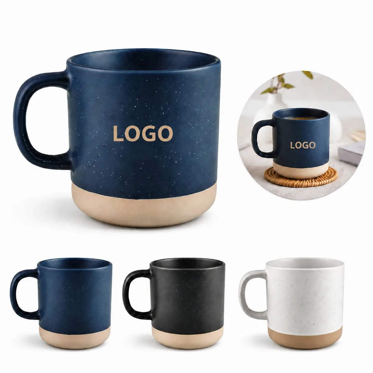 Speckled Black Ceramic Coffee Mug 11oz, Dishwasher Safe