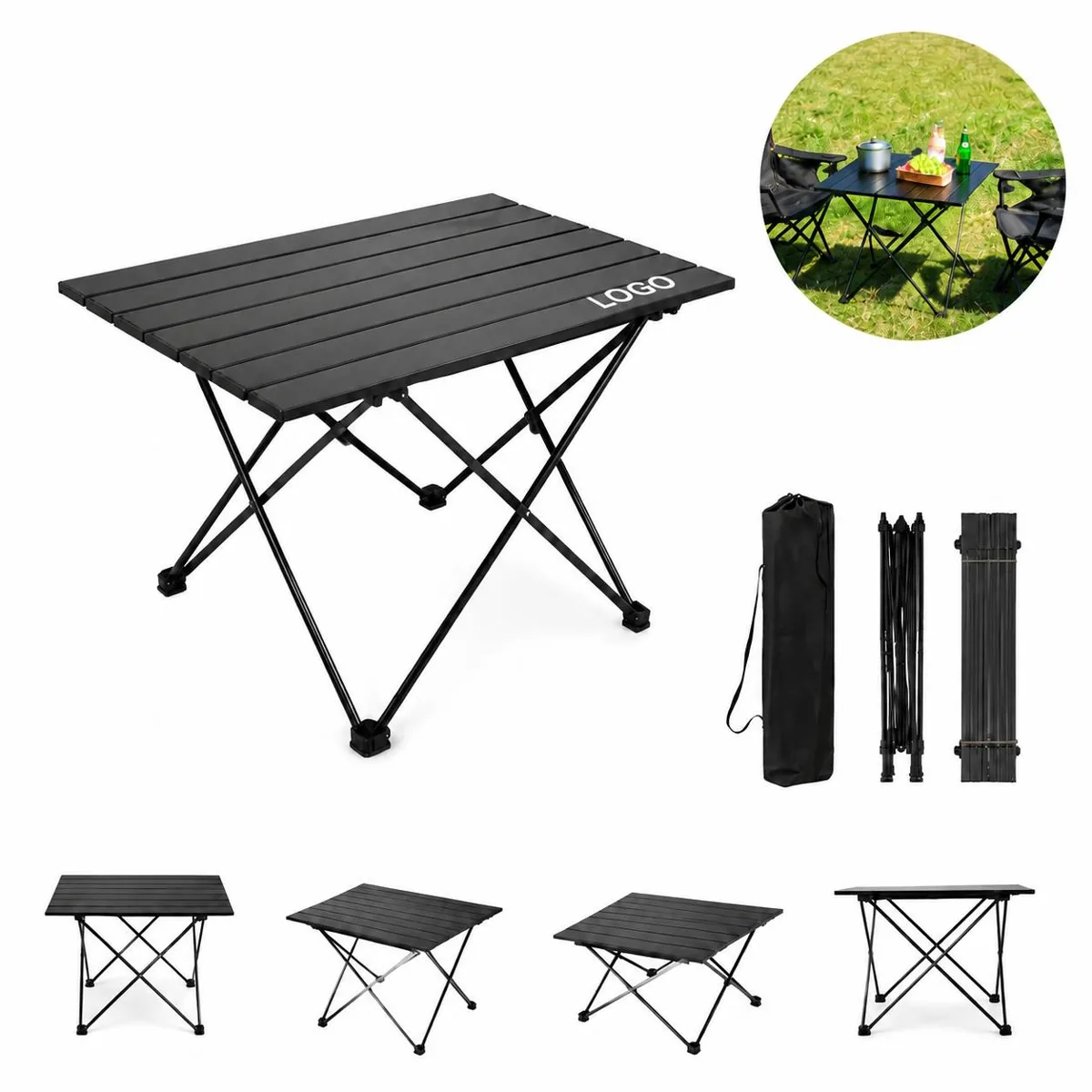 Portable Folding Camping Table with Adjustable Legs,