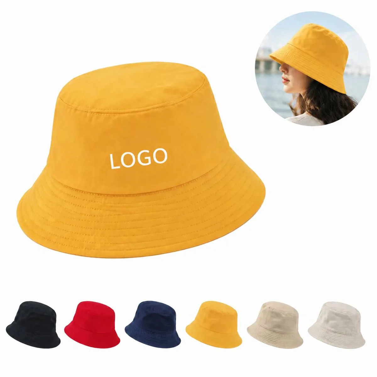 Cotton Breathable Fisherman Hat with Wide Brim for Sun