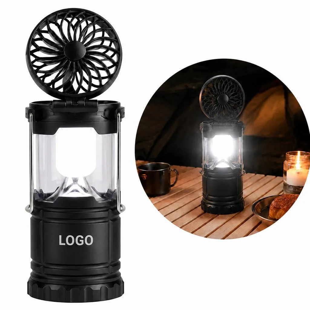2-in-1 LED Lantern Fan with Hook for Camping & Emergency