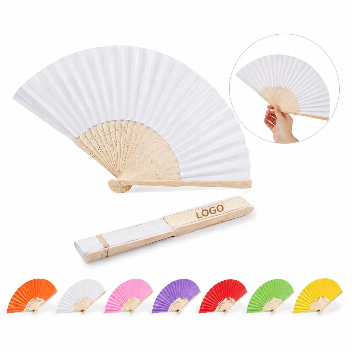 Folding Bamboo Paper Hand Fan for Portable Cooling