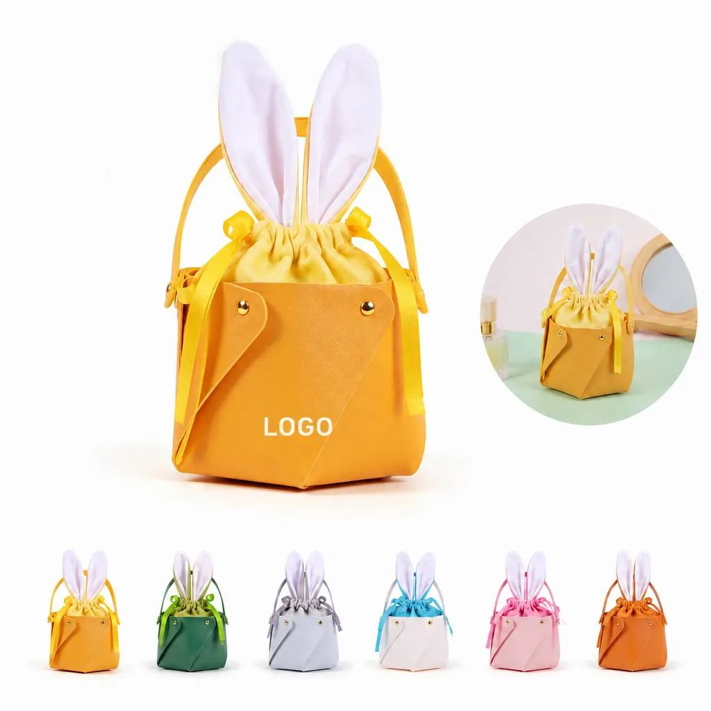 Velvet Easter Bunny Ear Gift Bags for Treats and Decor