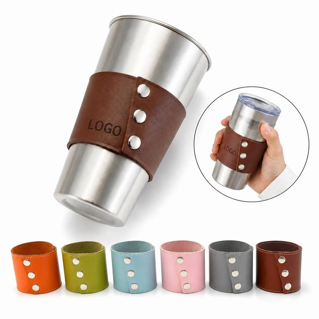 Custom PU Mug Sleeve for Car & Office, Adjustable Bottle