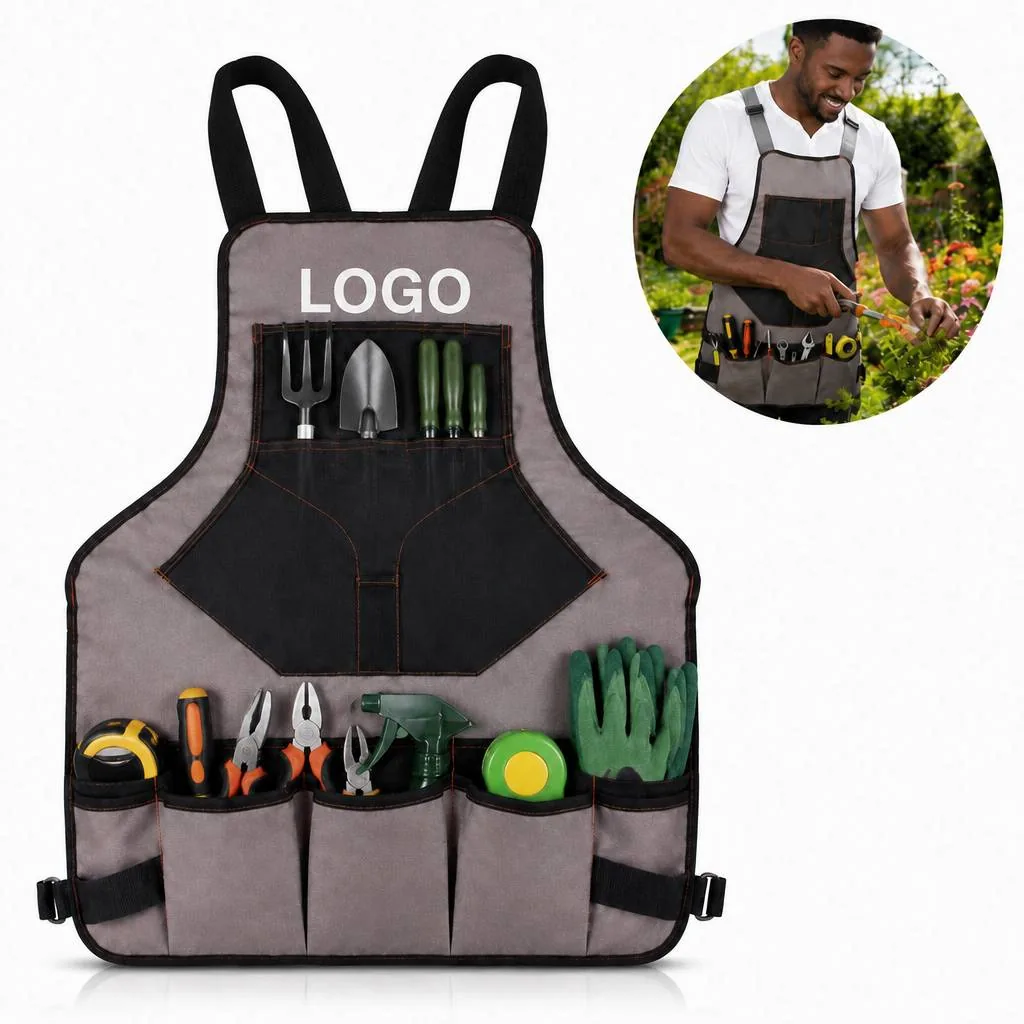 Waterproof Multi-Pocket Work Apron with Adjustable Straps