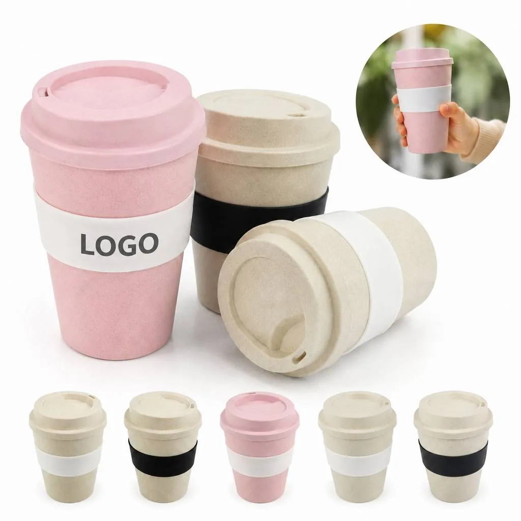 12 oz Reusable Bamboo Coffee Cup with Leak-Resistant Lid