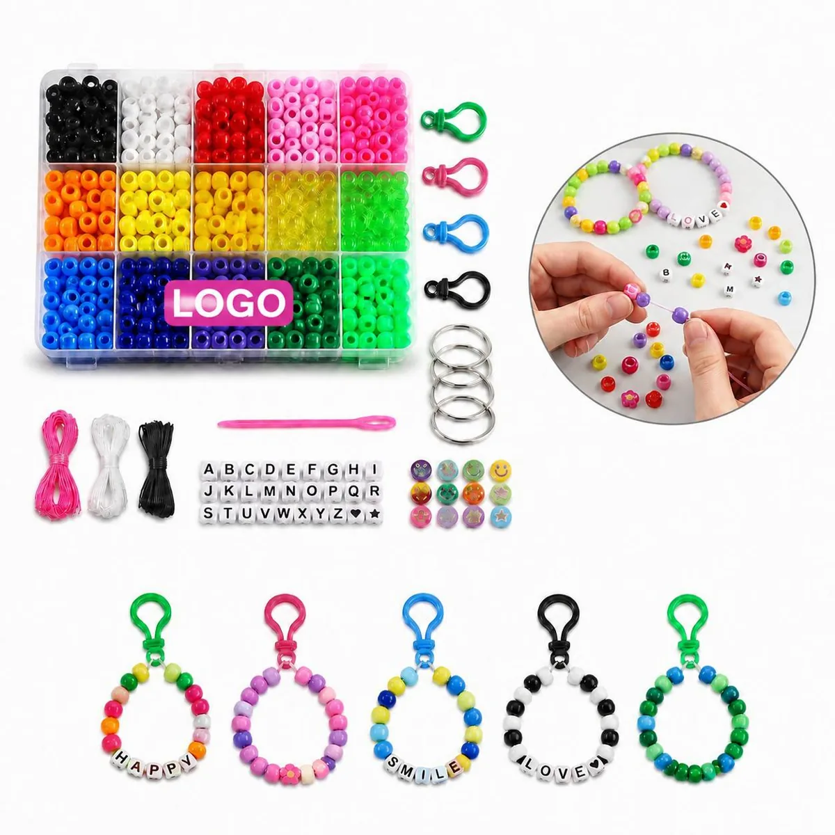 Eco-Friendly Acrylic Beads Bracelet Making Kit with Tools