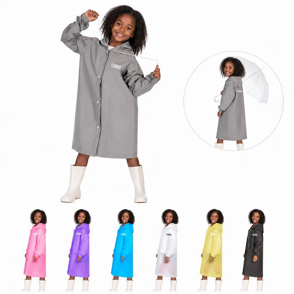 Kids & Adults Waterproof Rain Poncho with Hood, Lightweight