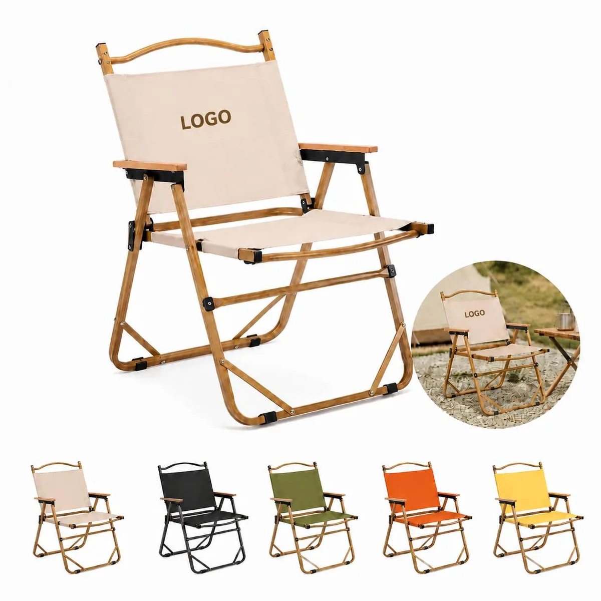 Ergonomic Folding Camp Chair with Cup Holder, Portable