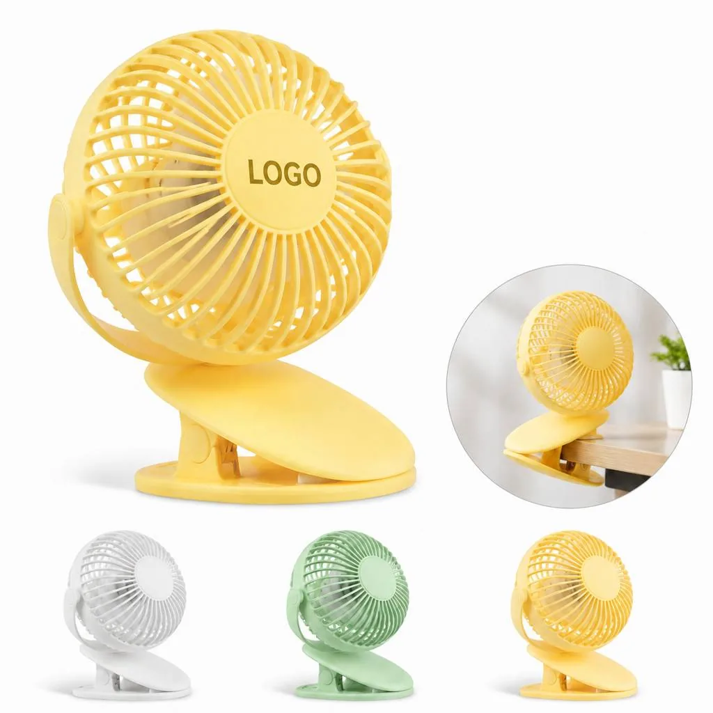 USB Rechargeable 3-Speed Clip-On Desk Fan with 360° Rotation