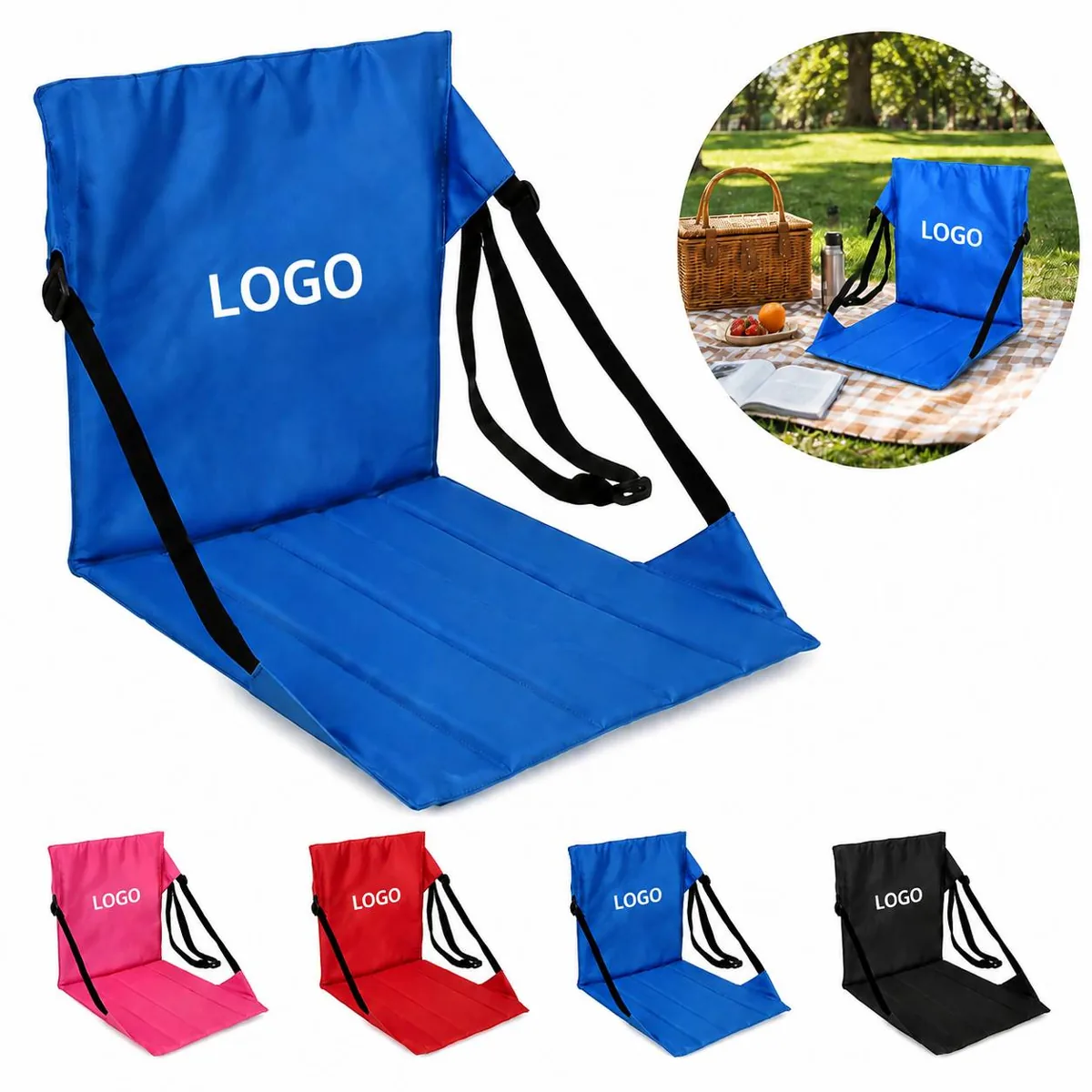 Roll-Up Stadium Seat Cushion with Mesh Pocket